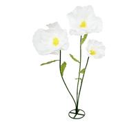 Jxcnkiy 3Pcs Giant Artificial Flowers 3D Decorations Flower with Stand Base, Indoor Outdoor Art Home Decorative for Wedding Reception Arrangement Birthday Party Bridal Shower Baby Shower (White)