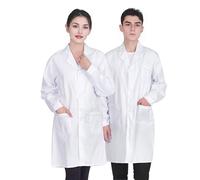 JXCTNNU Lab Coat White Medical Coat Unisex Laboratory White Doctor Workwear Uniform Protective Workwear Long Sleeves with Pockets for Men Women Laboratory Study Work (XL(176-180CM))