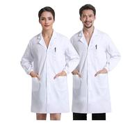 JXCTNNU Lab Coat White Medical Doctor Workwear Uniform Protective Workwear Long Sleeves Unisex Laboratory White Coat with Pockets for Men Women Laboratory Study Work (M(165-170CM))
