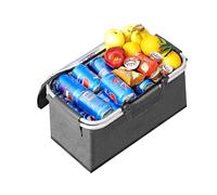JXCTNNU Picnic Basket 25L Shopping Basket Folding Picnic Basket with Handle Lid Waterproof Cooler Bag Thermal Basket for Camping Trips Shopping Outdoor Activities (Grey)