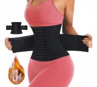 JXCTNNU Waist Trimmers Waist Trainer Belt Adjustable Back Support Post Partum Belt Workout Belly Band Sports Girdles for Women Men Body Shaper (Black, S (48-56kg))