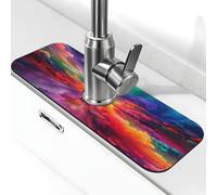 JXDXHCW Faucet Mat for Kitchen Sink, 38×14cm Sink Splash Guard Water-Absorbing Diatomite Protector for Kitchen and Bathroom, Vibrant Palm Like Foliage