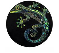 JXDXHCW Round Rugs Living Room, 90cm Circle Area Rugs Non Slip Machine Washable Rug for Bedroom Bedside Home Decor, Chameleon Theme Black