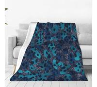 JXDXHCW Throw Blanket With Blue Glittery Leopard Spots Print, Fluffy And Lightweight Blankets And Throws For Sofa Bed, 150x125 cm