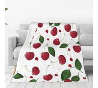 JXDXHCW Throw Blanket With Cherry Leaf White Pattern Print, Fluffy And Lightweight Blankets And Throws For Sofa Bed, 100x75 cm