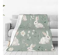 JXDXHCW Throw Blanket With Cute Rabbit Floral Print, Fluffy And Lightweight Blankets And Throws For Sofa Bed, 150x125 cm