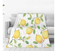 JXDXHCW Throw Blanket With Lemon Leaf Print, Fluffy And Lightweight Blankets And Throws For Sofa Bed, 125x100 cm