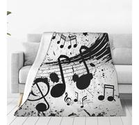 JXDXHCW Throw Blanket With Music Notes Grunge Black Pattern Print, Fluffy And Lightweight Blankets And Throws For Sofa Bed, 100x75 cm