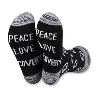 JXGZSO AA Recovery Socks Peace Love Recovery Soskcs Alcoholics Anonymous Gift Sobriety Socks For Women Man AA Sober Gifts