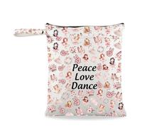 JXGZSO Ballet Dance Makeup Bag - Peace Love Dance Cosmetic Organizer - Gift for Dancer, Coach, Ballet Lover, peace love dance grocery bag, Classic