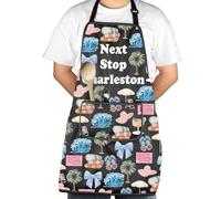 JXGZSO Charleston Symbols Souvenir Gift Charleston Vacation Kitchen Cooking Apron With Pocket, Charleston, Big