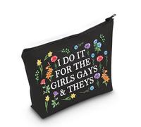 JXGZSO Do It For the Girls Gays and Theys Gay Wildflower Cosmetic Bag Lesbian Pride Gift Gay Pride Gift Lgbt Ally Gift Lgbtq Rights Gift, Gays and Theys Bag