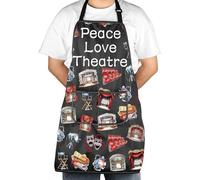 JXGZSO Drama Gift Peace Love Theatre Apron Mask Apron With Pockets Broadway Theatre Lover Gift Broadway Musical Apron