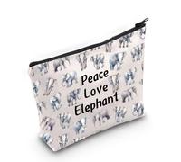 JXGZSO Elephant Gift Elephant Cosmetic Bag With Zipper Makeup Toiletry Pouch For Elephant Lover Peace Love Elephant, Peace Love Elephant Bag, Modern