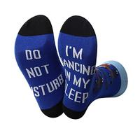 JXGZSO Funny Ballroom Dancing Sock Dance Lover Gift Do Not Disturb I'm Dancing In My Sleep Music Note Novelty Socks, Dancing Blue, Large