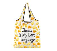 JXGZSO Funny Cheese Lover Gift Cheese is My Love Language Folding Shopping Bag Food Baking Gift