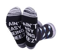 JXGZSO Funny Inhaler Socks It Ain't Easy Being Wheezy Socks Asthmatic Gift (Wheezy sock UK)