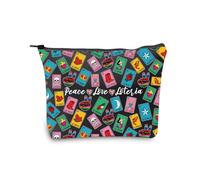 JXGZSO Funny Mexican Lottery Bag, Bingo Storage Bag, Lottery Gift, Peace, Love, Lottery, Canvas Zipper Bag, Lottery Themed Gifts, Peace Love Lottery Bag Black