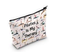JXGZSO Funny Pilates Gift Pilates Pouch Bag Pilates Is My Therapy Makeup Bag Yoga Meditation Gift, Pilates is My Therapy Bag