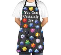 JXGZSO Funny RPG Gamer Gift Dungeon Dice Apron You Can Certainly Try Apron With Pocket Dice Dungeon Master Gift RPG Game Apron