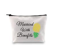 JXGZSO Funny Swinger Adult Gift Upside Down Pineapple Makeup Bag Married With Benefits Swingers Lifestyle Gifts, married with benefits, Funny
