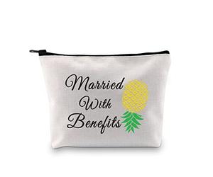 JXGZSO Funny Swinger Adult Gift Upside Down Pineapple Makeup Bag Married With Benefits Swingers Lifestyle Gifts, married with benefits, Funny
