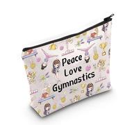 JXGZSO Gymnastics Lover Gift Peace Love Gymnastics Cosmetic Bag Sports Bag For Gymnast Coach, Peace Love Gymnastics Bag