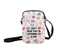 JXGZSO K-pop Music Lover Gift Can't Hear You I'm Listening To K-pop Crossbody Bag Kpop Thrmed Shoulder Bag Kpop Fans Gift, I'm Listening to K-pop Crossbody Bag