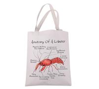 JXGZSO Lobster Anatomy Tote Bag Funny Crawfish Gifts Crawfish Lover Gift Crawfish Animal Shoulder Bag Marine Life Lover Gifts