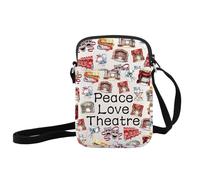 JXGZSO Peace Love Theatre Crossbody Bag Comedy Tragedy Mask Shoulder Bag Broadway Theatre Lover Gift Drama Theatre Gift (Peace Love Theatre Crossbody)