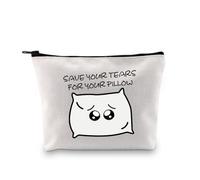 JXGZSO Pillow Print Makeup Bag Save Tears For Your Pillow Cosmetic Makeup Bag Self Healing Gift For Women Anxiety Inspirational Gifts, Save Tears For Your Pillow