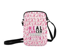 JXGZSO Pink Ribbon Pattern Shoulder Bag Breast Cancer Encouragement Gift Cancer Themed Crossbody Bag, Heal Cancer