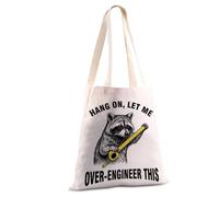 JXGZSO Raccoon Engineer Tote Bag Hang On Let Me Over-Engineer This Tote Bag Engineering Humor Gift, Canada Design Tote, One Size