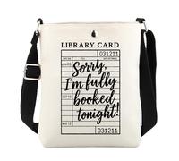 JXGZSO Sorry I’m Fully Booked Tonight Crossbody Bag Reading Librarian Appreciation Gift Book Lover Shoulder Bag (Booked Tonight MB UK)