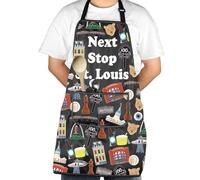 JXGZSO St Louis Symbols Souvenir Gift St Louis Vacation Kitchen Cooking Apron With Pocket, St Louis, Big