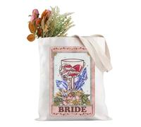JXGZSO Tarot Skull Bride Tote Bag Spooky Bachelorette Party Gothic Witchy Bride Mystical Bride Tote Bag, Bride Tote, One Size