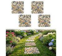 jxgzyy 4 Pcs Interlocking Stepping Stones Outdoor for Garden, 11.8" Square Pavers for Landscaping, Outside Pebble River Stone Mat for Yard Lawn Patio Pathway Walkway (Light Colour)