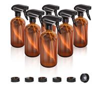jxgzyy Amber Empty Glass Spray Bottles 6 Pack (500ml/16oz) Refillable Container for Essential Oils,Cleaning Mist Water Spray Bottle Adjustable Trigger Sprayer with Spray Stream Settings