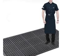 jxgzyy Anti-Fatigue Drainage Rubber Mat Roll 35.4X83inch Heavy Duty Plastic Kitchen Floor Mat Non-Slip for Restaurant Bar Garage Garden Use Black