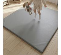 jxgzyy Dual-Sided Play Mat Washable, 150×150cm, 3cm Thick Waterproof Kids Rug, Square Playpen Mat Detachable, Grey Nursery Rug for Floor, Ultra-Soft Synthetic Velvet&Leather Reversible Crawling Mat