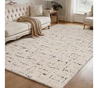 jxgzyy Fluffy Living Room Rug, Large Shaggy Beige Rug for Bedroom with Non-Slip Backing, 1 cm Super Soft High Pile Carpet for Kids Room, Jacquard Teddy Fleece Home Decor, 160 × 230 cm