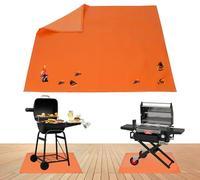 jxgzyy Under Grill Mat for BBQ, 140x140 cm Reusable Fire Pit Mat, Protect Floor Fireplace Hearth Pad Outdoor Fireproof for Patio Deck Grass, Orange