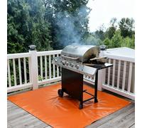jxgzyy Under Grill Mat for BBQ, 140x140cm Reusable Fire Pit Mat, Outdoor Fireproof Hearth Pad Protects Patio Deck Grass from Heat & Ash, Orange