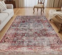 jxgzyy Vintage Rugs for Living Room, Distressed Red Persian Rugs for Bedroom Large, Soft Short Pile Rugs 160 x 230 cm, Machine Washable Carpet with Non-slip Backing, Print Oriental Red Rug