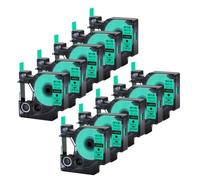 JXHDWYTYO 10 Pack Standard Label Tape 12mm Compatible With LabelManager 200 Printer Supplies 45013 45010 45016 45021(10PK Black on Green)