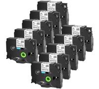 JXHDWYTYO 10PK Flexible ID Laminat 18mm Black On White Label Tape Cartridge Compatible With TZE-FX241 Printer