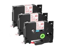 JXHDWYTYO 3/4Pcs Black On White 12mm Fabric Tapes Compatible With Printer Supplies Tz TZe FA231 TZe FA3 TZe FA3R(3PK Red on White)