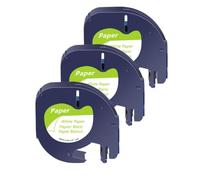 JXHDWYTYO 3PK 12mm Black Print On White Plastic Paper Tape Compatible With Printer Supplies 91330 91331 LT16952(3PK White(Paper))