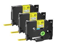 JXHDWYTYO 3PK Starry Laminated Label Tapes 12mm Ribbon Compatible With Printer Supplies Tz-131L1 Tze-231L1(3PK Black on Yellow)
