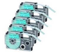 JXHDWYTYO 5 Pack 12mm X 8m Standard Labels Black On Green Compatible With AR-12GN KL-60 KL-120 KL-HD1 KL-P350W KL-430 Label Printer